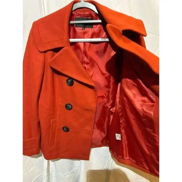 Antonio Melani Women's Orange Wool Blend Pea Coat Size 6 Winter Quiet Luxury - Picture 5 of 10